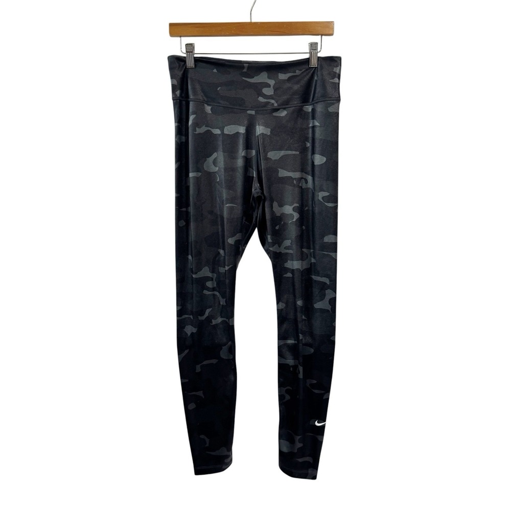 Nike One Women's Dark Grey Camo Print Midrise Leggings (DD4559-070) Size XL